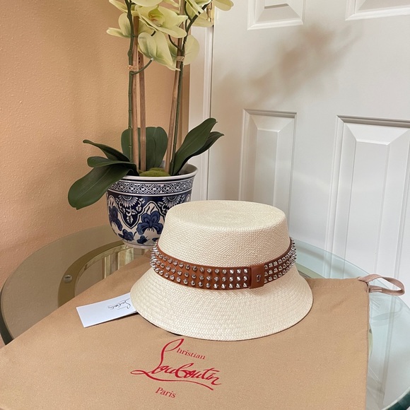 Christian Louboutin Leather-Trim Studded Bucket Hat $590 NEW - Picture 4 of 14